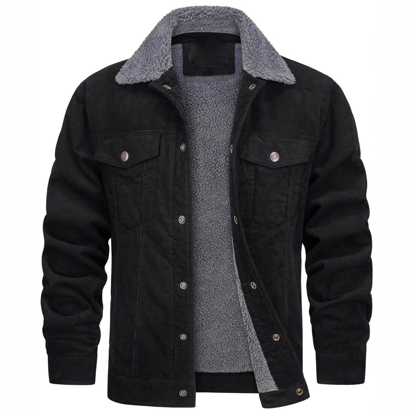 Warm Corduroy Jacket with Faux Fur Lining for Men - Perfect for Cold Weather