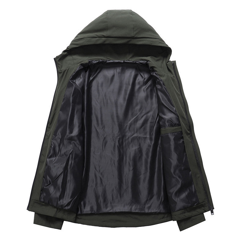 Men's Military Green Hooded Jacket - Perfect for Outdoor Adventures and Casual Wear