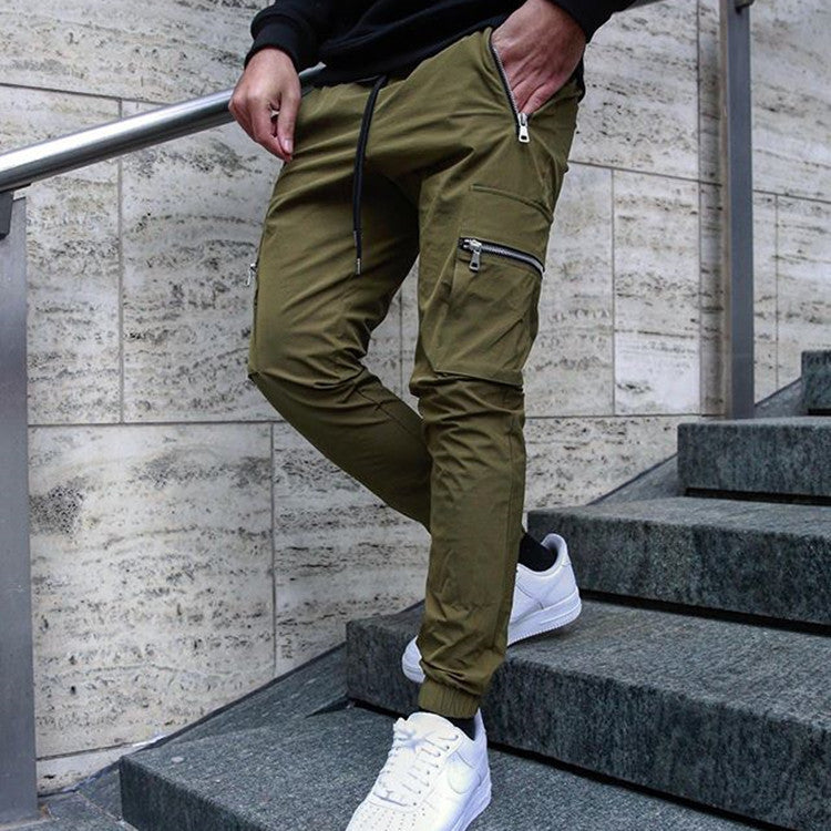 Sports And Leisure Zipper Multi-pocket Trousers Men's Fitness Running Training Pants