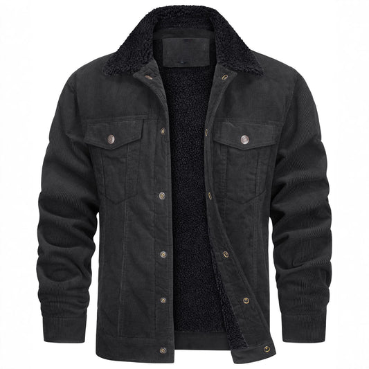 Warm Corduroy Jacket with Faux Fur Lining for Men - Perfect for Cold Weather