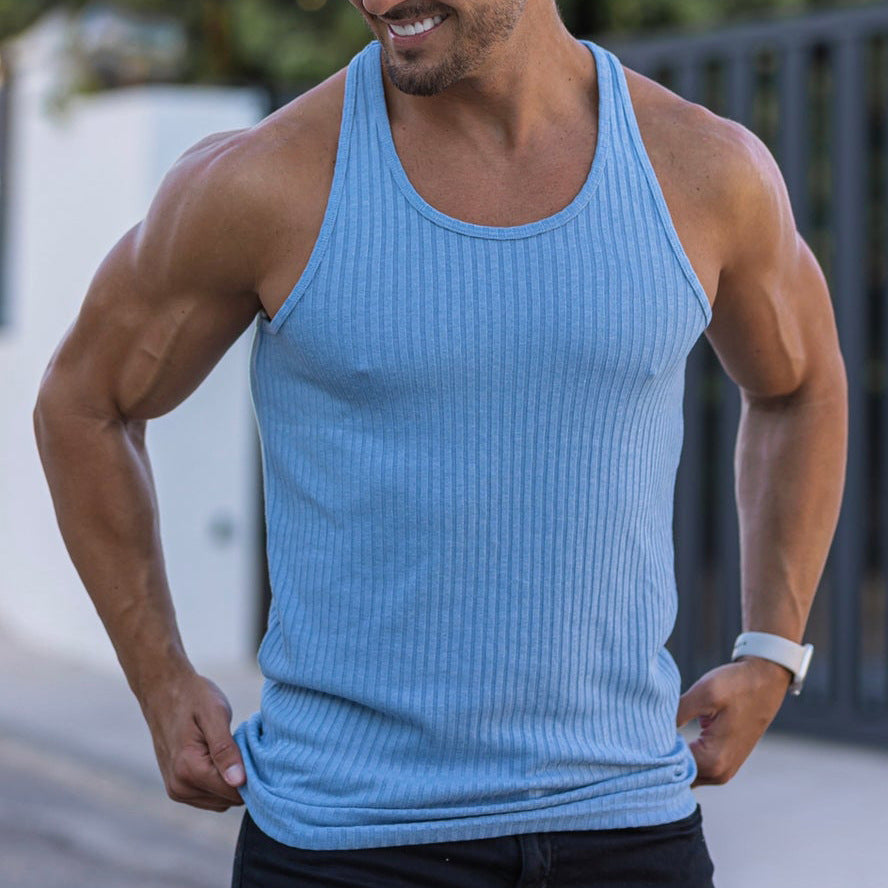 Men's Solid Color Fitness Sports Slim Knitted Vest