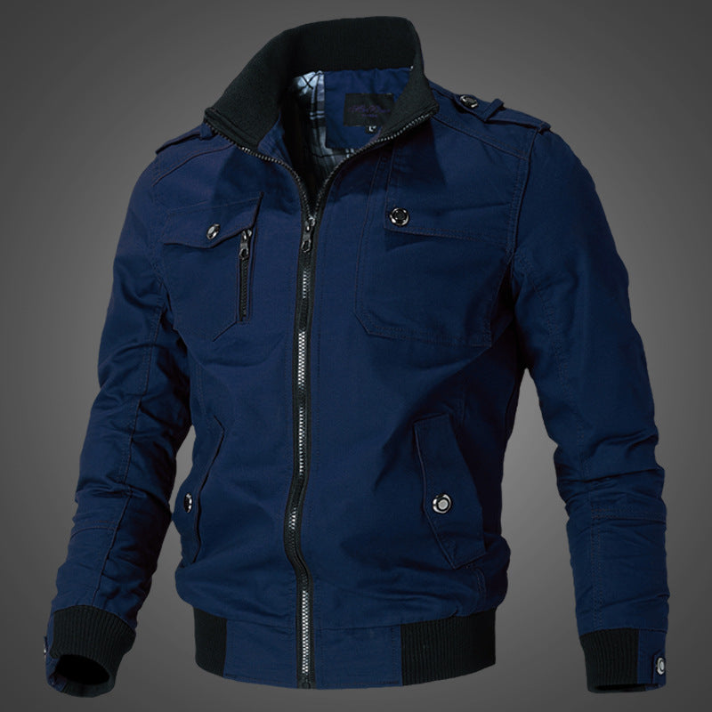 Men's Stylish Beige Bomber Jacket - Perfect for Casual and Outdoor Adventures