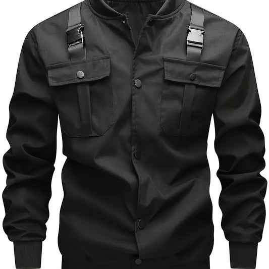 Military-Style Utility Jacket with Adjustable Shoulder Straps