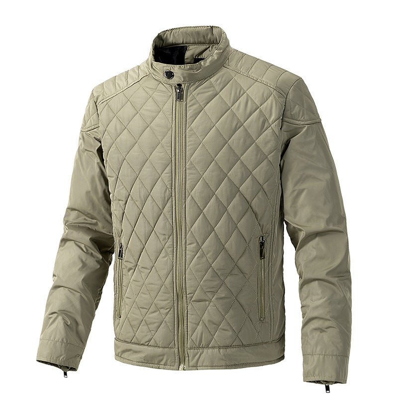 Quilted Diamond Pattern Men's Jacket - Stylish and Warm Winter Outerwear
