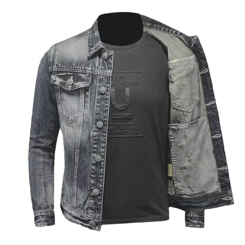 Stylish Distressed Denim Jacket for Men - Perfect for Casual and Trendy Looks