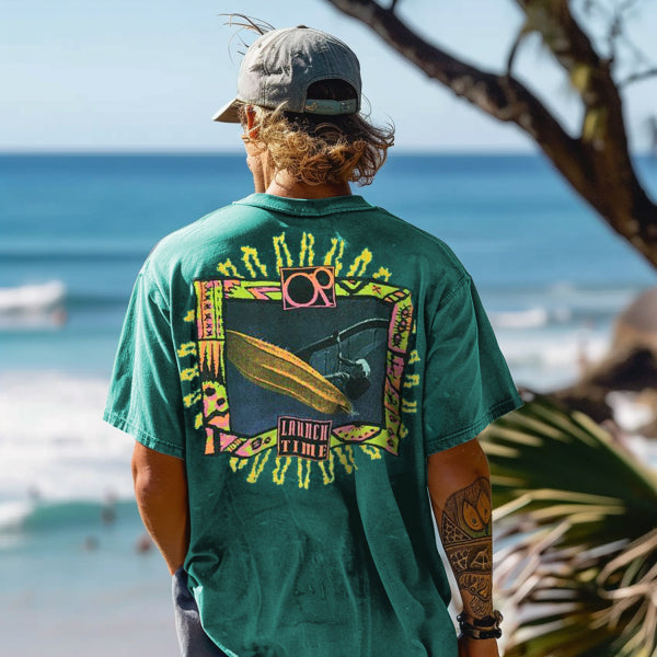 Men's Retro Surfing Printed T-shirt