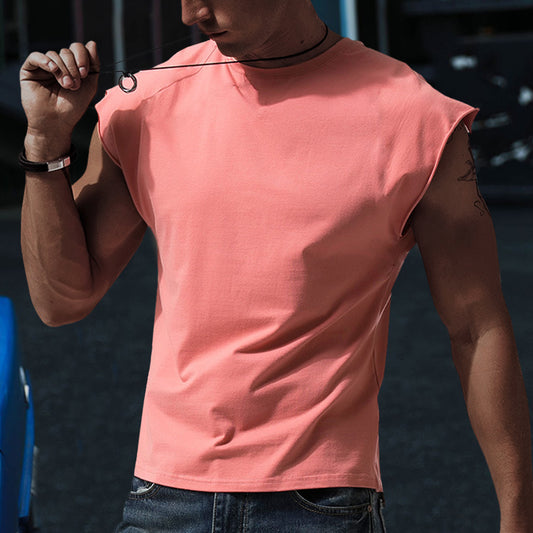 Men's Casual Solid Color Tank Top Breathable Sleeveless T-Shirt