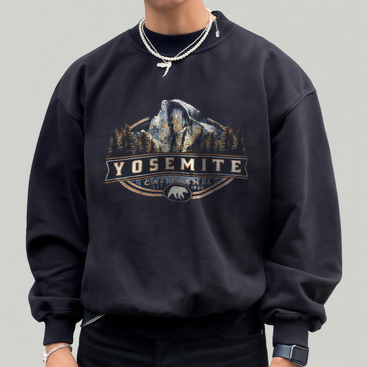 Men's Oversized Vintage 'YOSEMITE' Print Sweatshirt