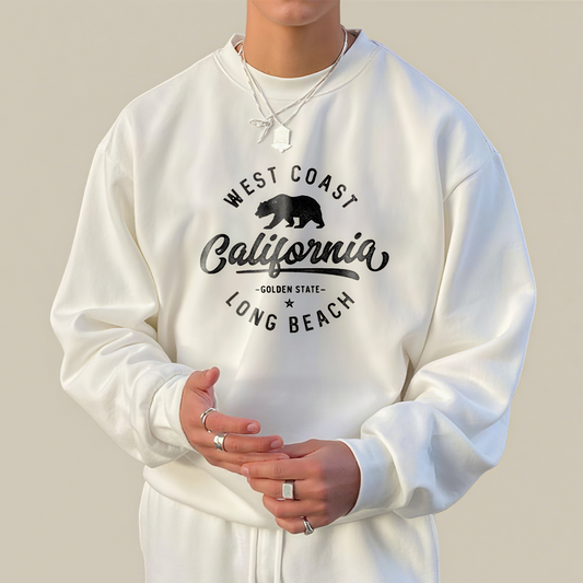 Vintage Oversized 'California' Print Crew Neck Sweatshirt