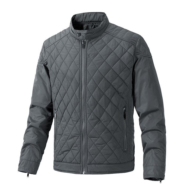 Quilted Diamond Pattern Men's Jacket - Stylish and Warm Winter Outerwear