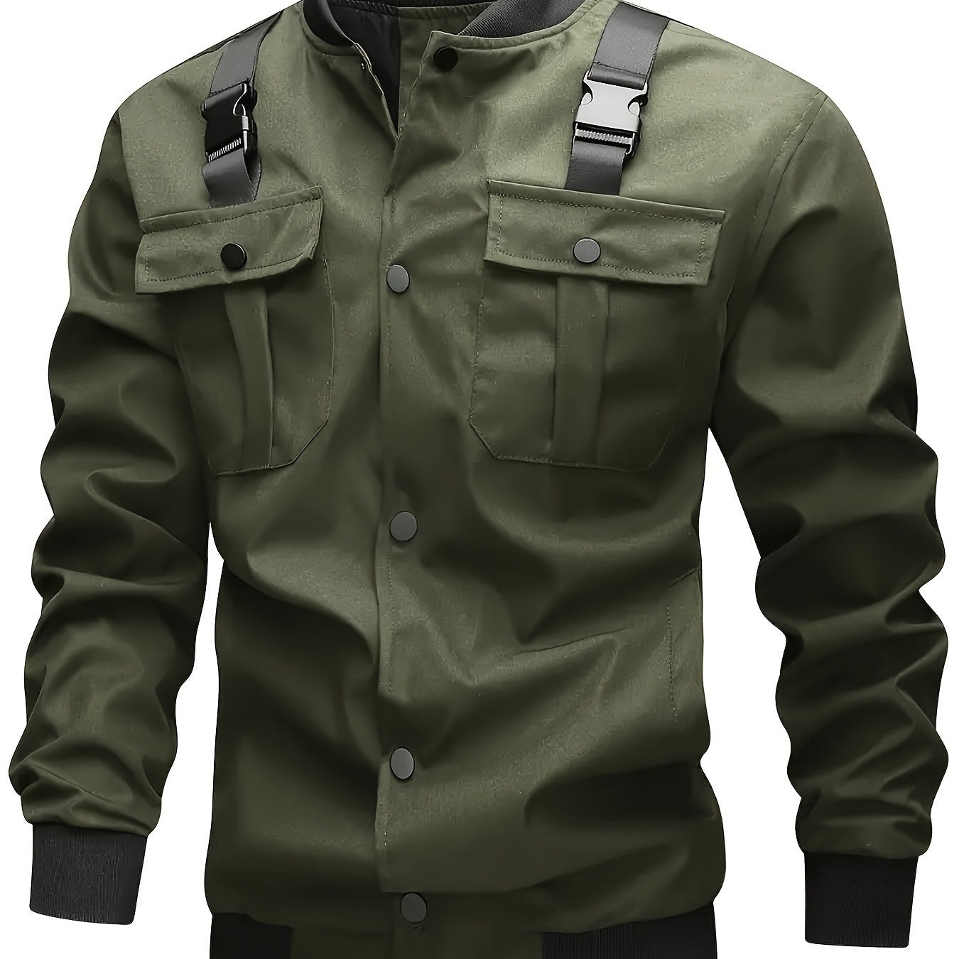 Military-Style Utility Jacket with Adjustable Shoulder Straps