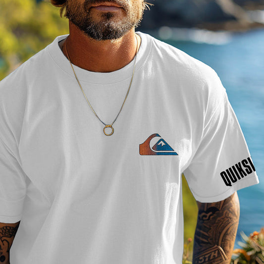 Men's Vintage Surf Print Beach Daily Crew Neck Short Sleeve T-Shirt