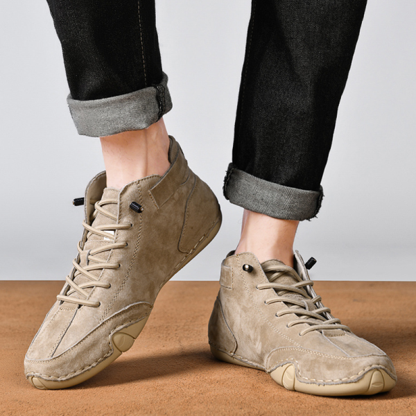 Men's Plus Size Microfiber Leather Ram Lace Up Soft Octopus Sole Sneakers Casual Shoes