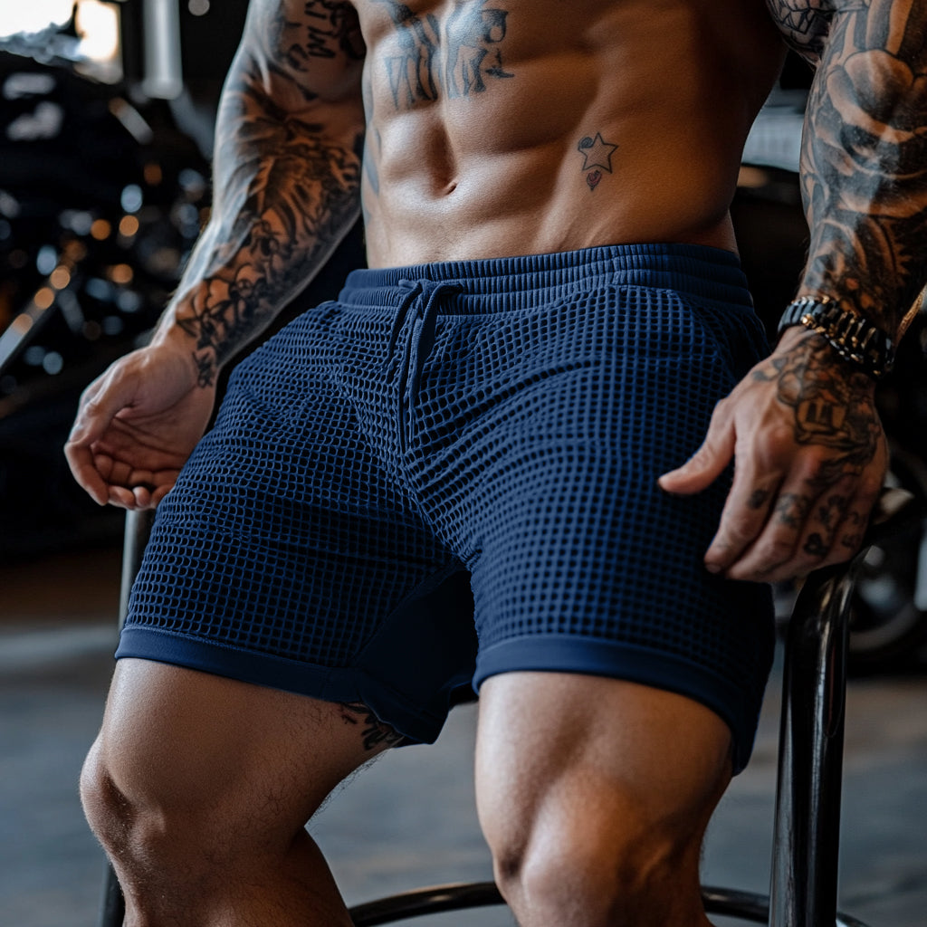 Men's Oversized Stretch Waffle Athletic Fitness Shorts Casual Comfort Everyday Basic Shorts