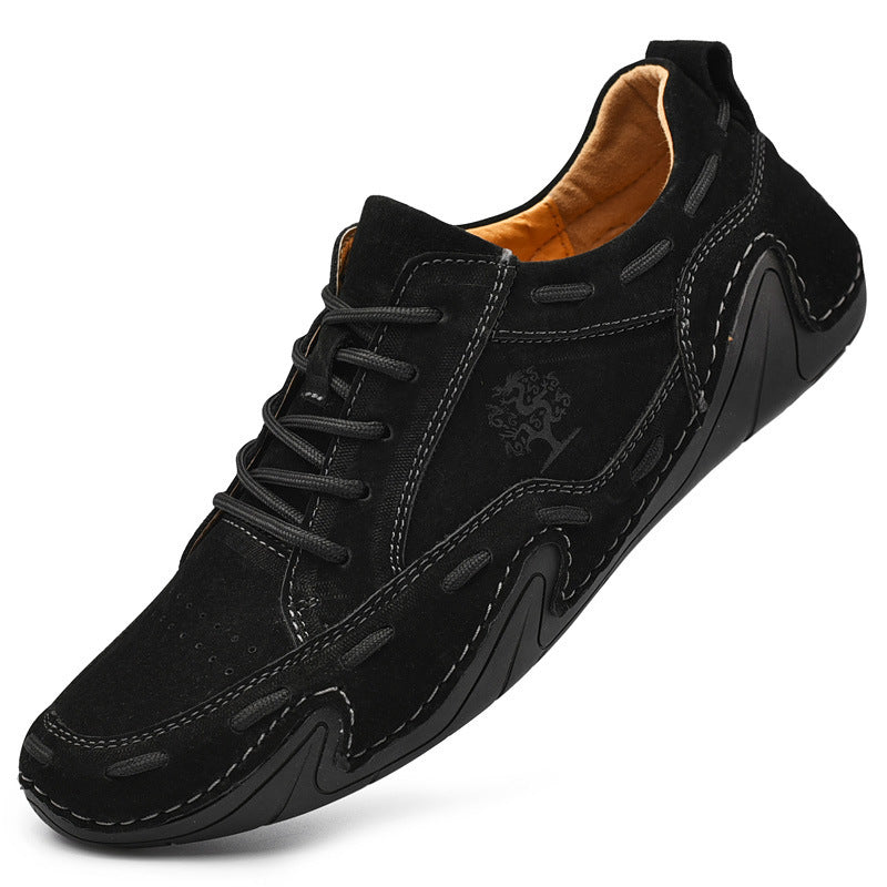 Men Leather Breathable Non Slip Soft Sole Casual Driving Shoes