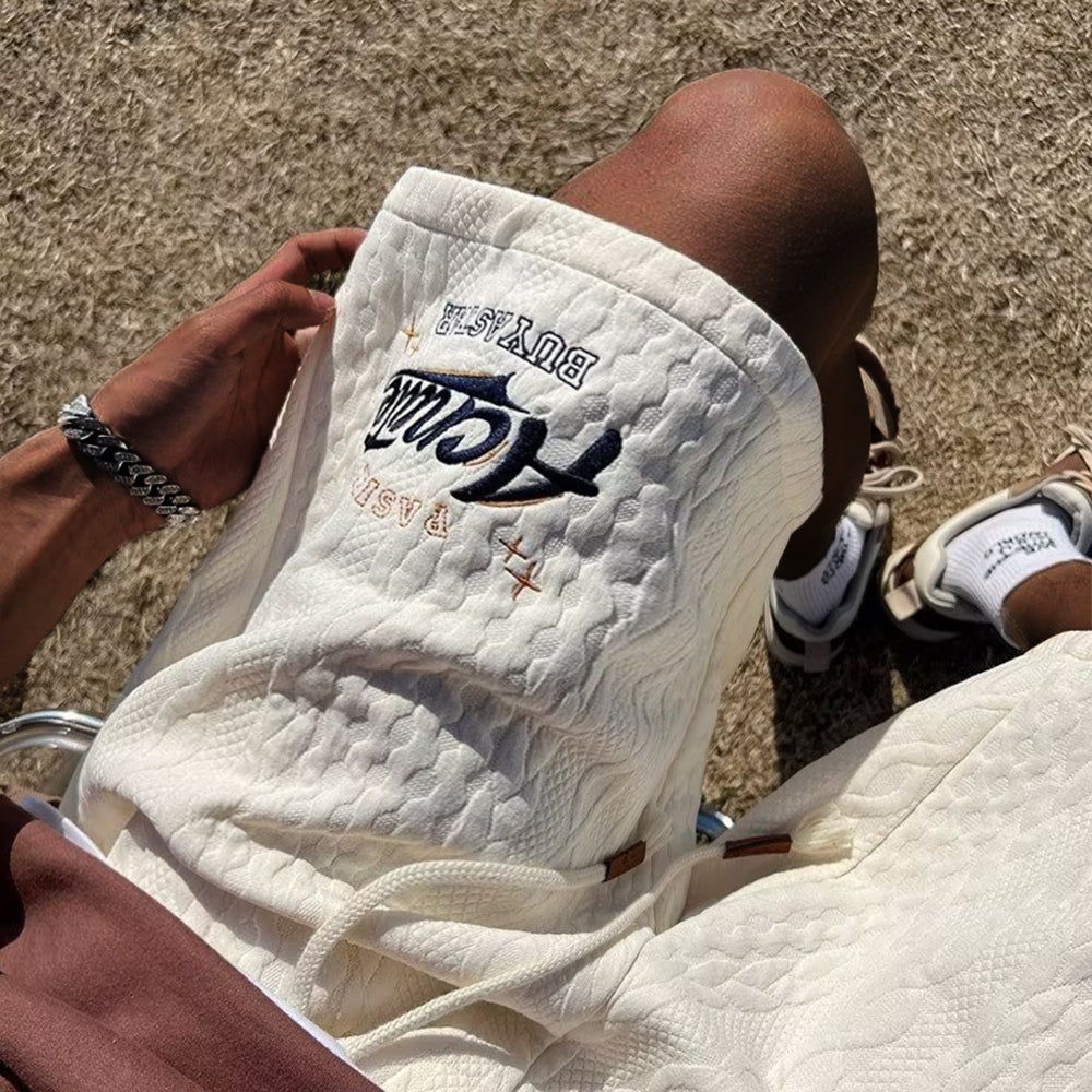 Men's Retro Textured Loose Beach Shorts