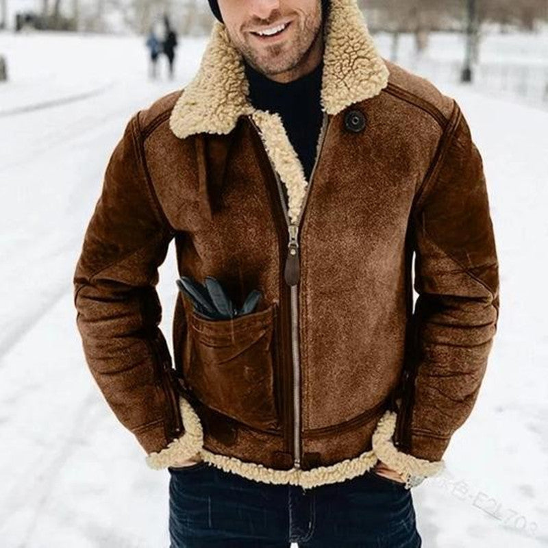 Winter Warmth Aviator Jacket with Faux Fur Trim