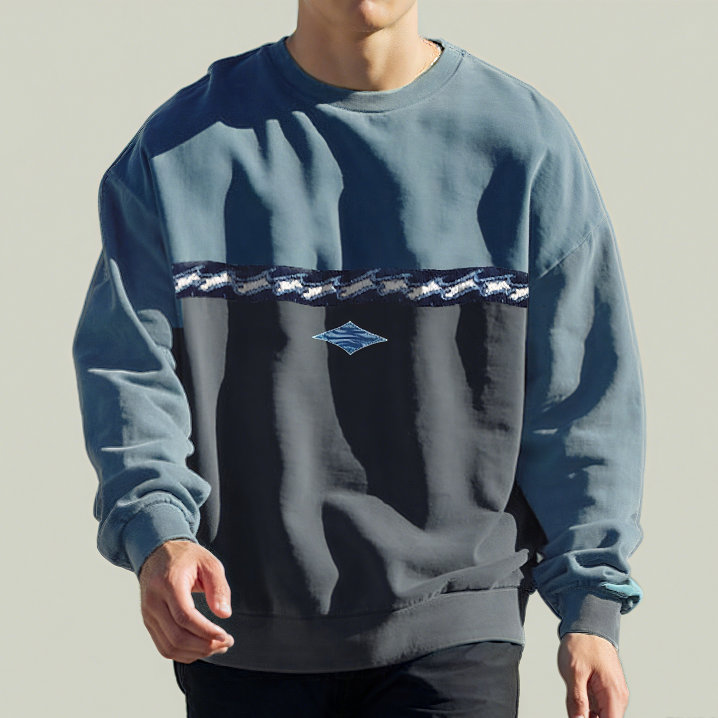 Contrast Oversized Crew Sweatshirt