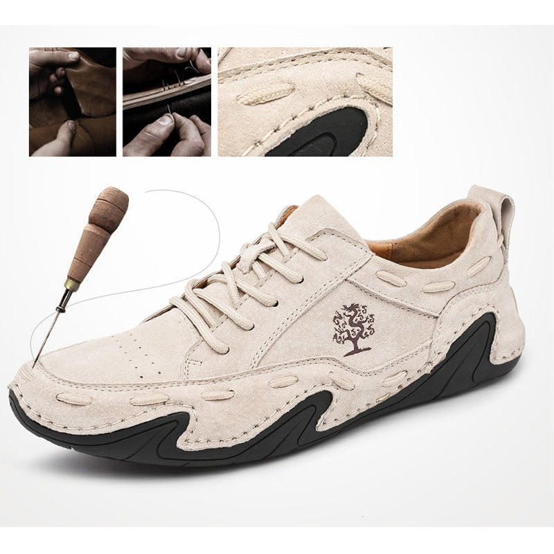 Men Leather Breathable Non Slip Soft Sole Casual Driving Shoes