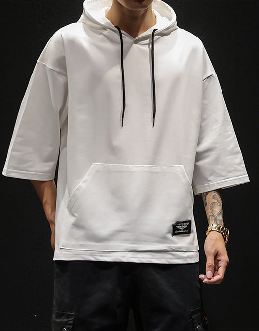 Street Trendy Short-sleeved Solid Color Sweatshirt
