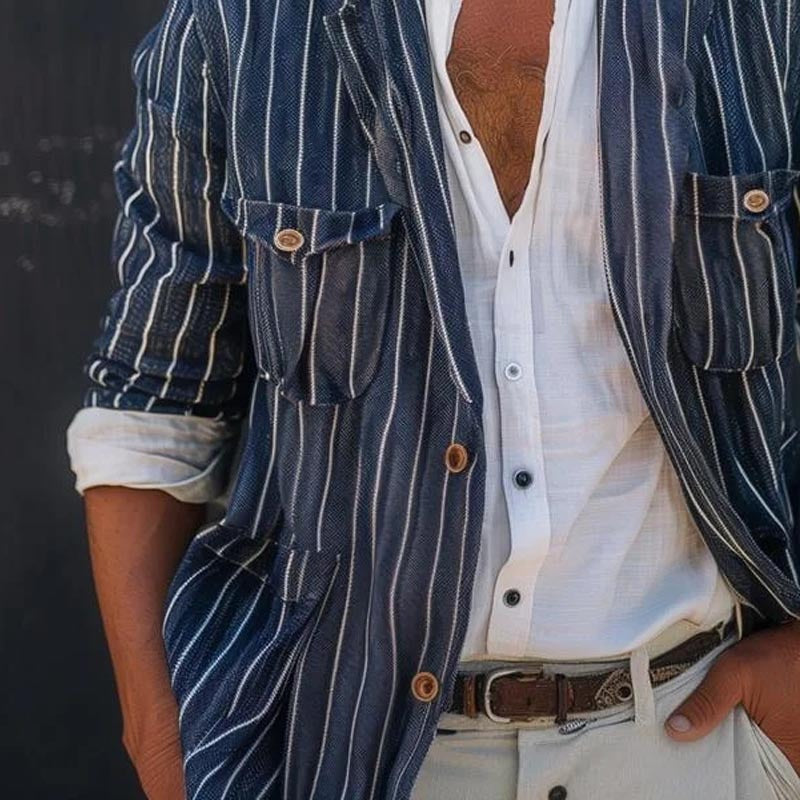 Striped Casual Blazer for Men - Stylish and Comfortable Jacket