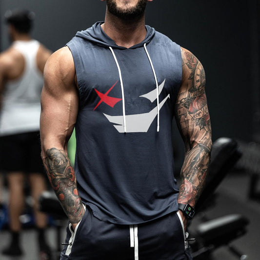 Men's Fashion Smiley Print Casual Slim Fit Hoodie Tank