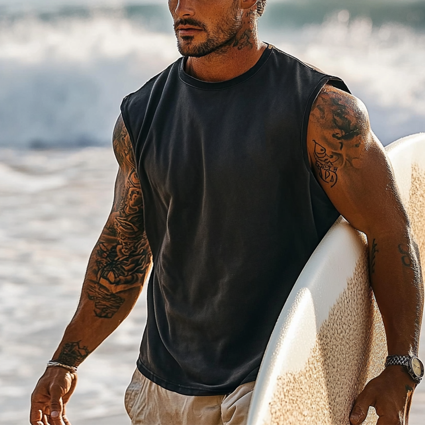 Men's Sleeveless Tank Top Perfect with Tattoo