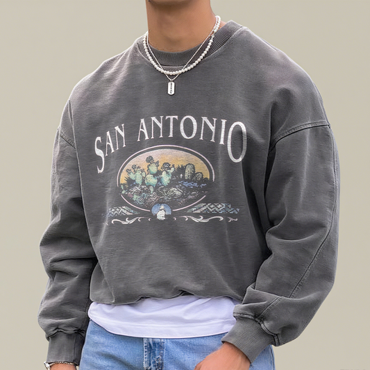 San Antonio Print Vintage Versatile Sweatshirt