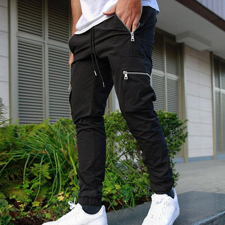 Sports And Leisure Zipper Multi-pocket Trousers Men's Fitness Running Training Pants