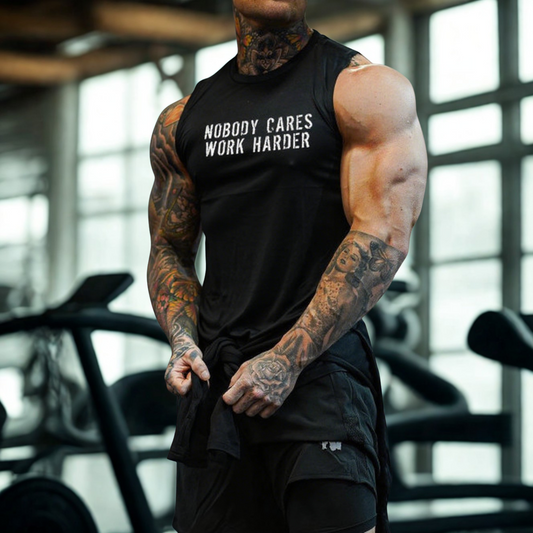 Nobody Cares Work Harder Print Sleeveless T-shirt