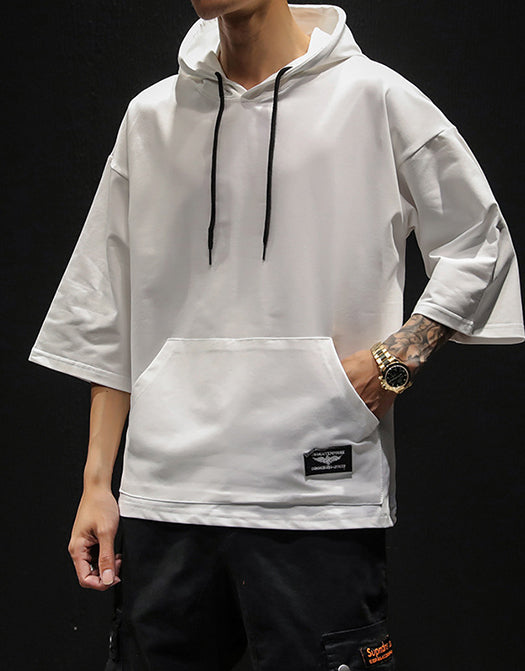 Street Trendy Short-sleeved Solid Color Sweatshirt
