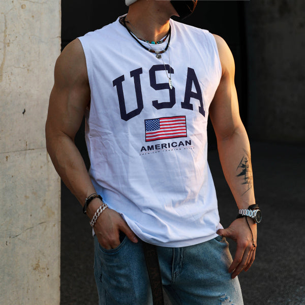 Retro Oversized USA Men's Tank Top
