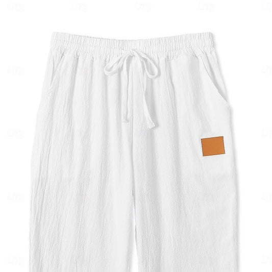 Stylish White Drawstring Waist Pants