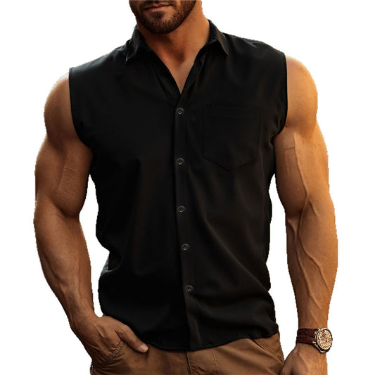 Men's Simple Wide Shoulder Sleeveless Shirt