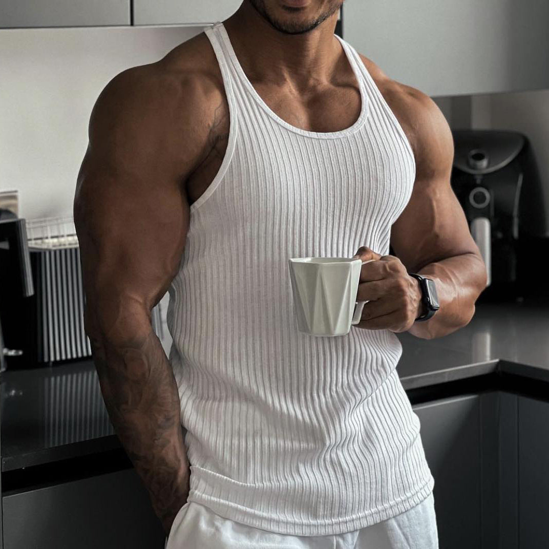 Men's Solid Color Fitness Sports Slim Knitted Vest