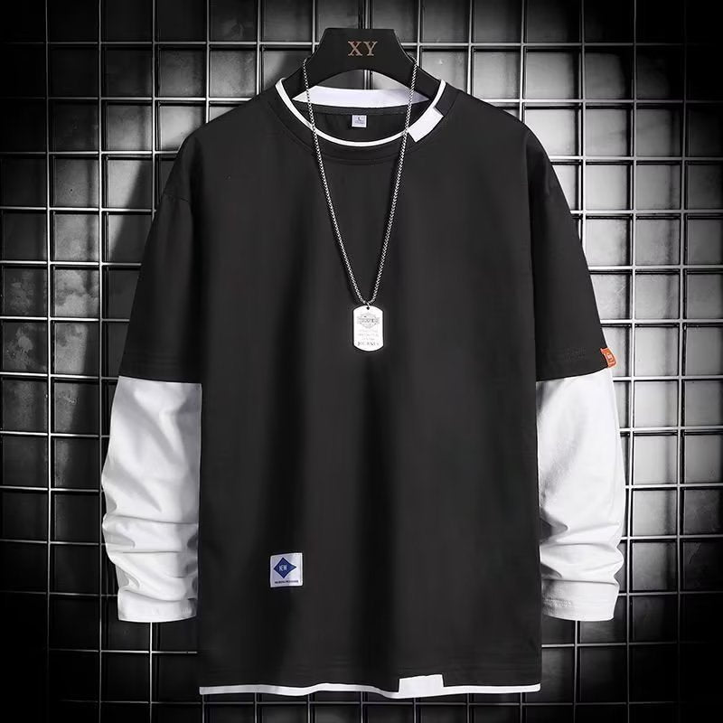 Functional Wind Fake Two Piece Men's Sweater