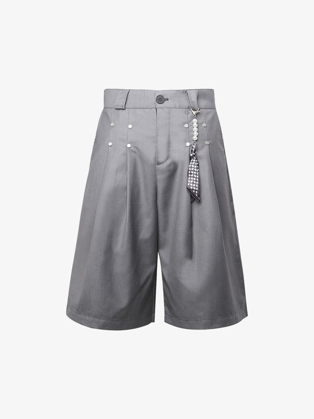 Stylish Black Wide-Leg Shorts with Unique Beaded Tassel Detail for Summer