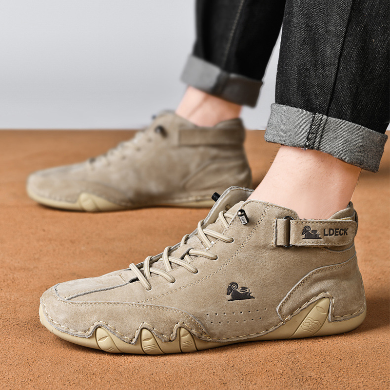 Men's Plus Size Microfiber Leather Ram Lace Up Soft Octopus Sole Sneakers Casual Shoes