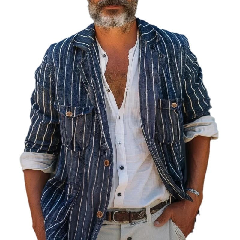 Striped Casual Blazer for Men - Stylish and Comfortable Jacket