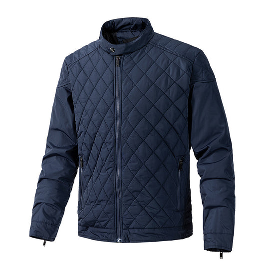 Quilted Diamond Pattern Men's Jacket - Stylish and Warm Winter Outerwear