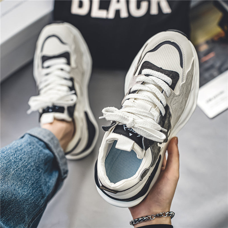 Men's Patchwork Color-blocked Soft Lace-up Sneakers