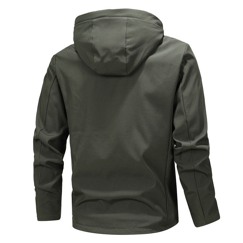 Men's Military Green Hooded Jacket - Perfect for Outdoor Adventures and Casual Wear