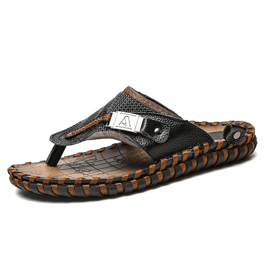 Men's Beach Outdoors Cowhide Shoes With Soft Soled Sandals