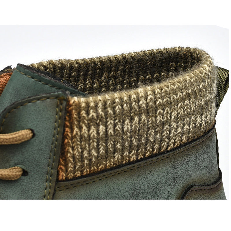 Men's Handmade Leather Non Slip Soft Sock Ankle Lace-Up Boots