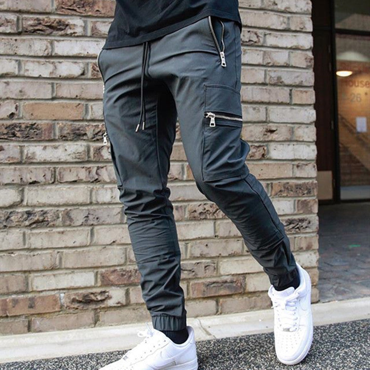 Sports And Leisure Zipper Multi-pocket Trousers Men's Fitness Running Training Pants