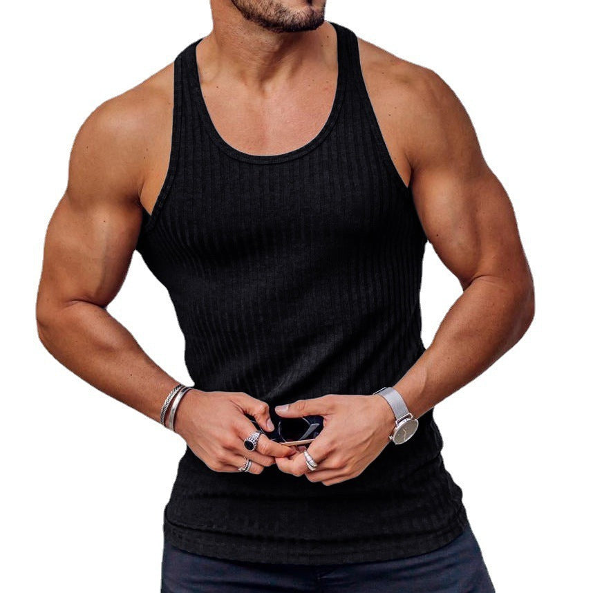 Men's Solid Color Fitness Sports Slim Knitted Vest