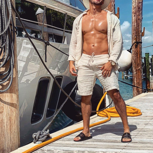 Men's Linen Classic Casual Plain Shorts