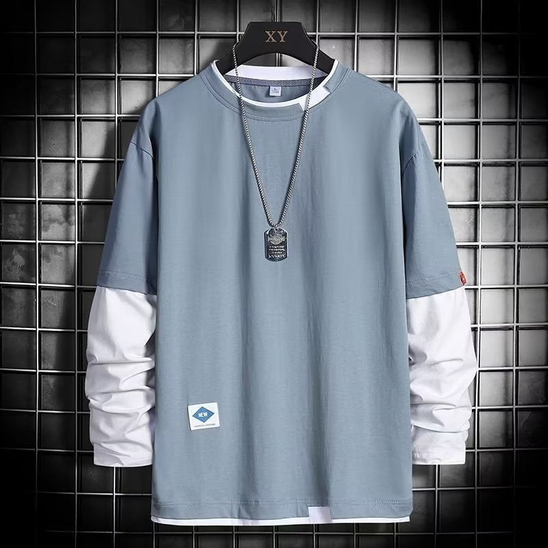 Functional Wind Fake Two Piece Men's Sweater