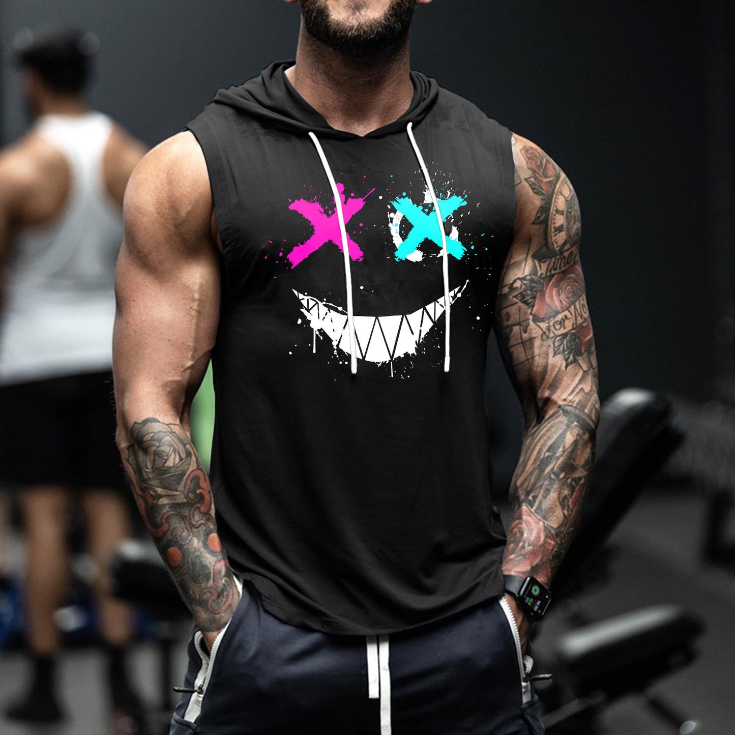 Smiley Print Hooded Vest
