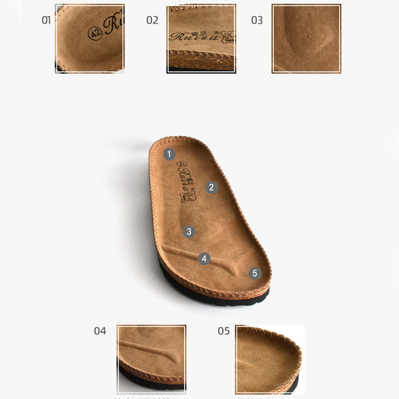 Cork Slippers Beach Shoes Birkenstock Replica Leather Suede